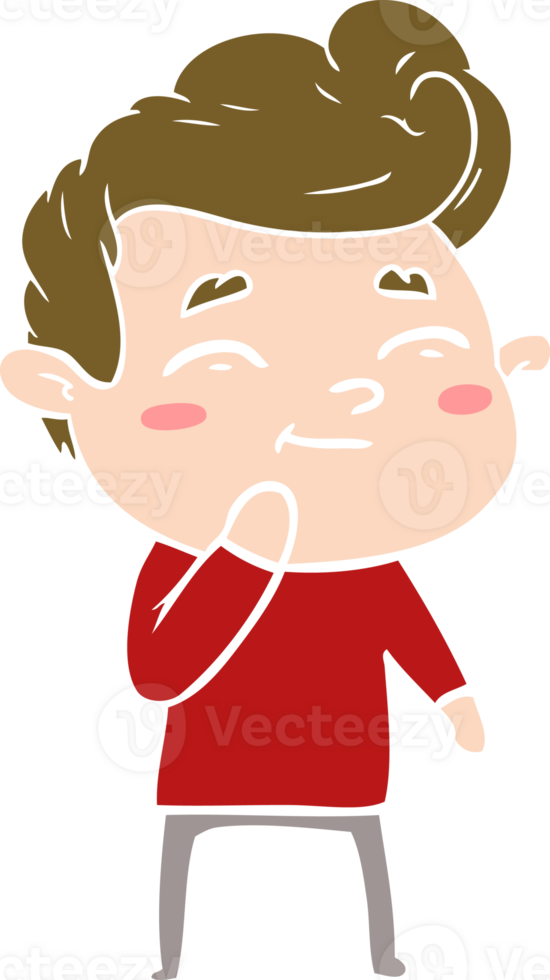 happy flat color style cartoon man png