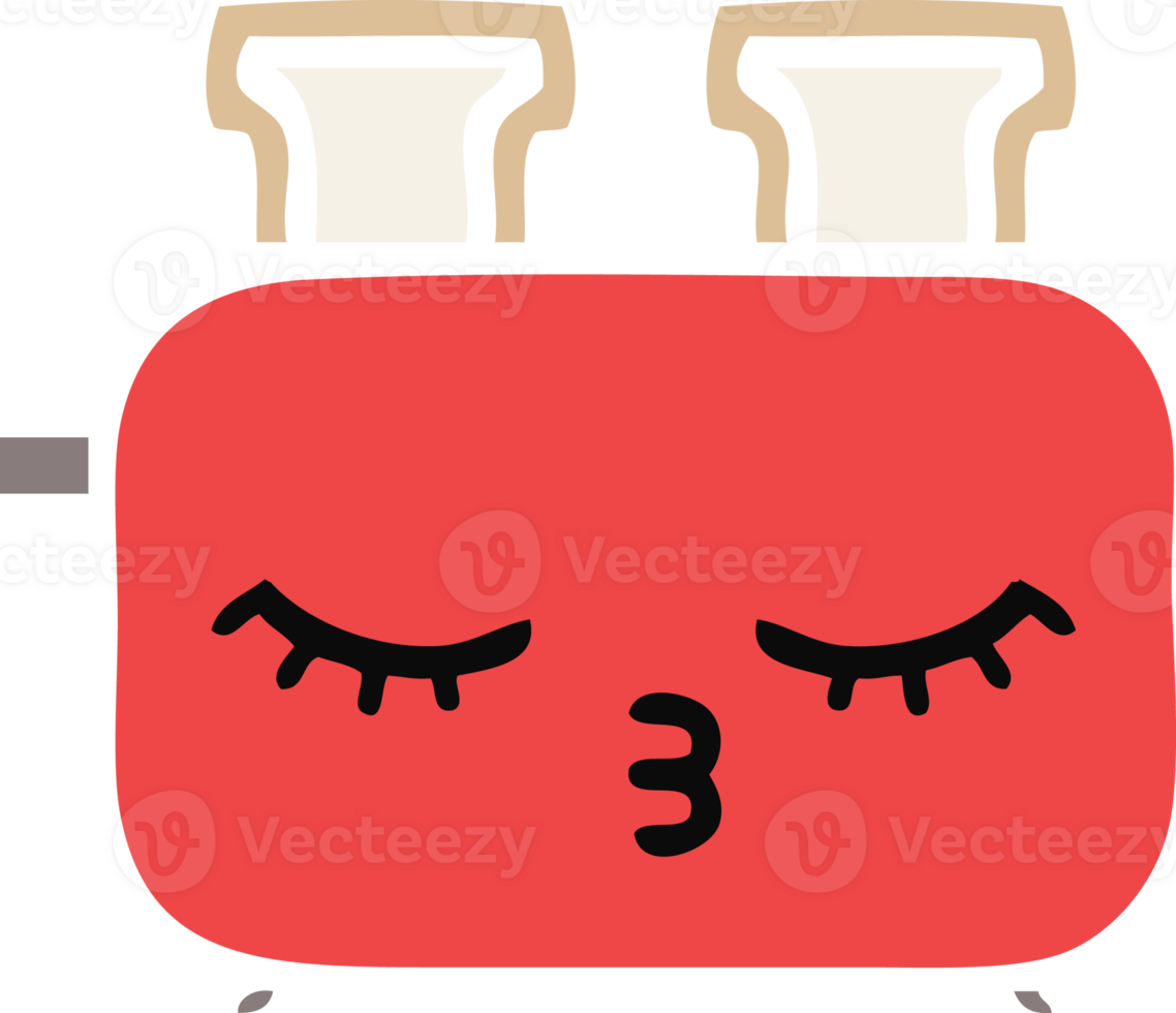 flat color retro cartoon of a toaster png