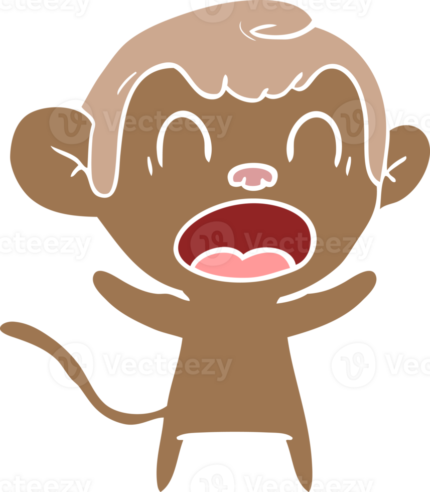 shouting flat color style cartoon monkey png