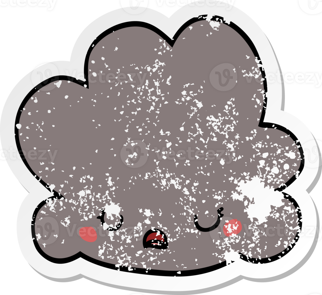 distressed sticker of a cartoon cloud png