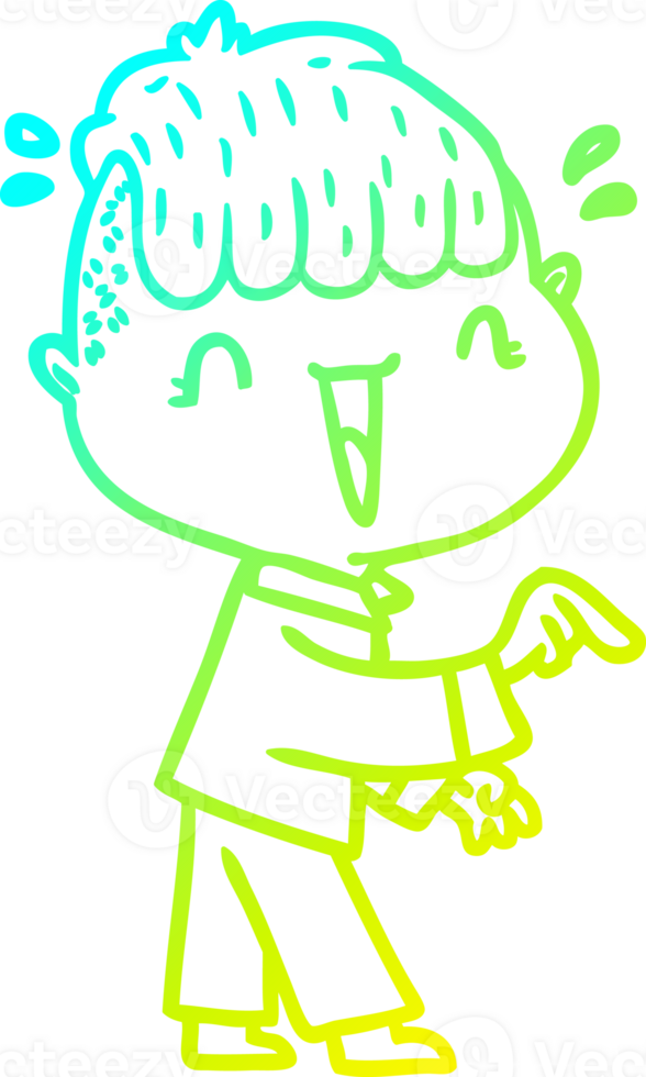 cold gradient line drawing cartoon happy boy surprised png