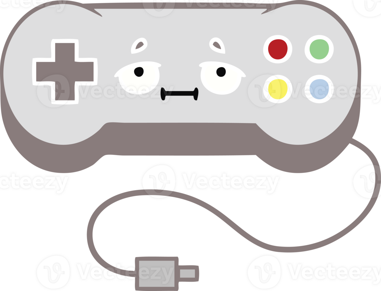 flat color retro cartoon game controller png