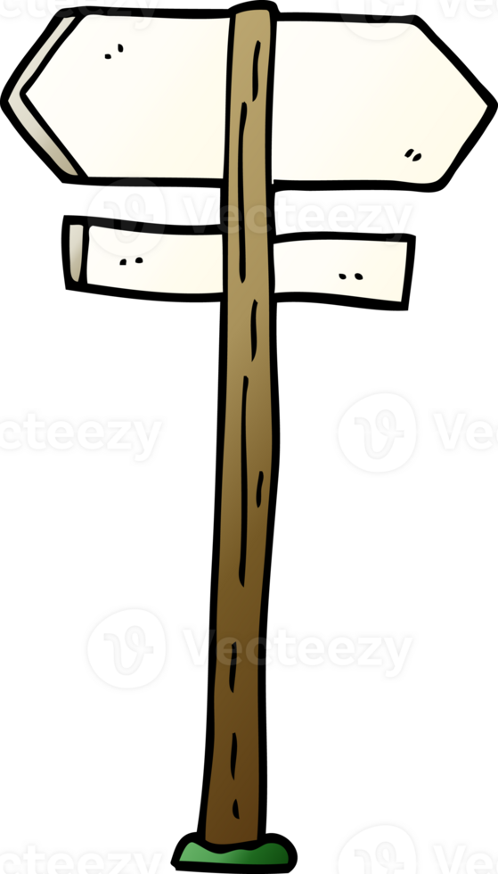 cartoon doodle painted direction sign posts png