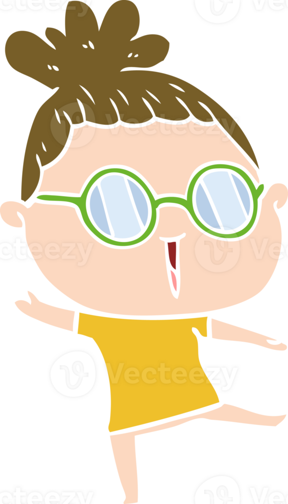 flat color style cartoon woman wearing spectacles png