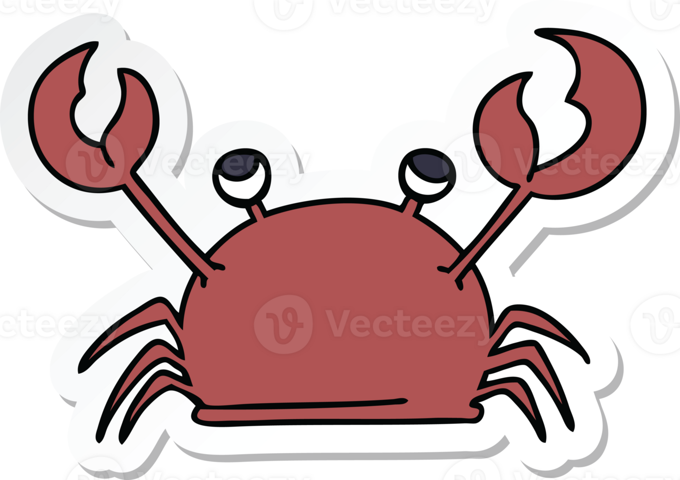 sticker of a quirky hand drawn cartoon happy crab png