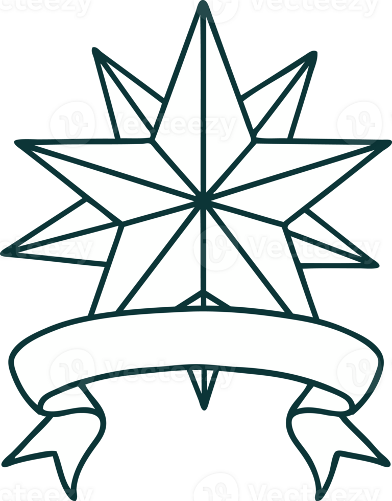 tattoo with banner of a star png