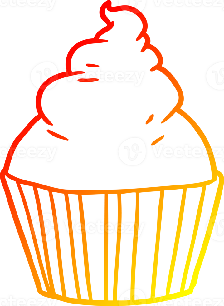 warm gradient line drawing cartoon cup cake png