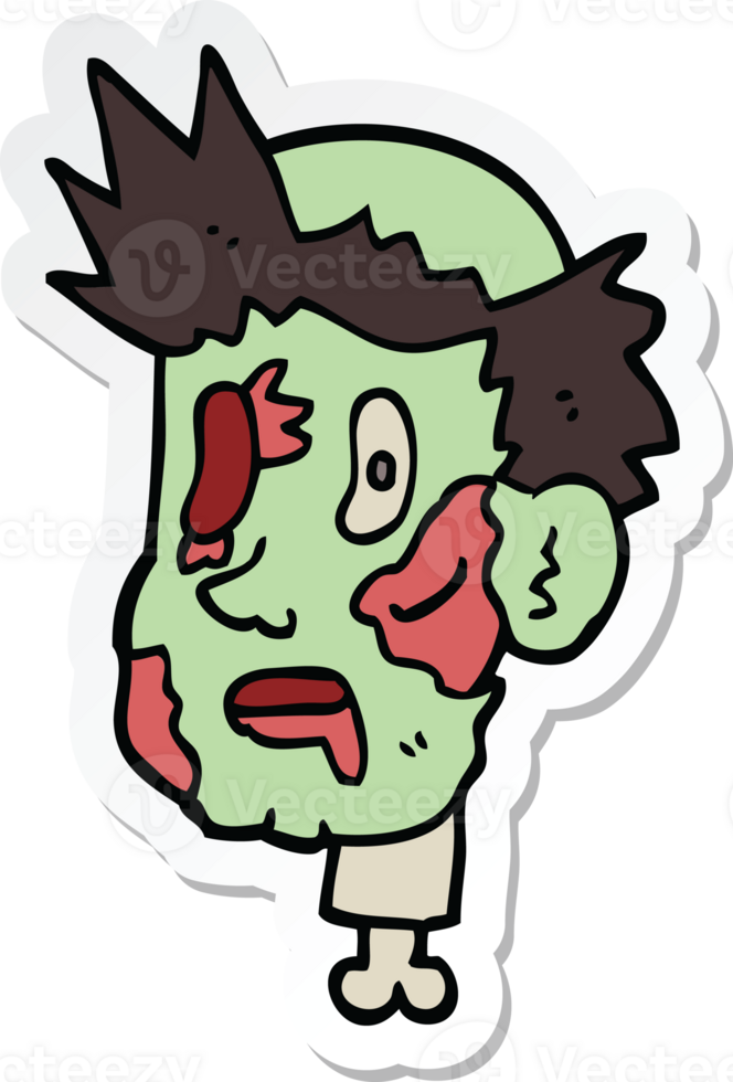 sticker of a cartoon zombie head png