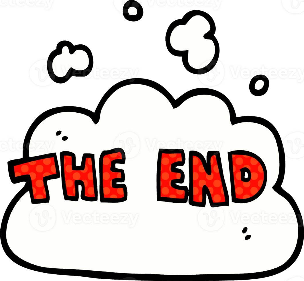 cartoon doodle wording the end png