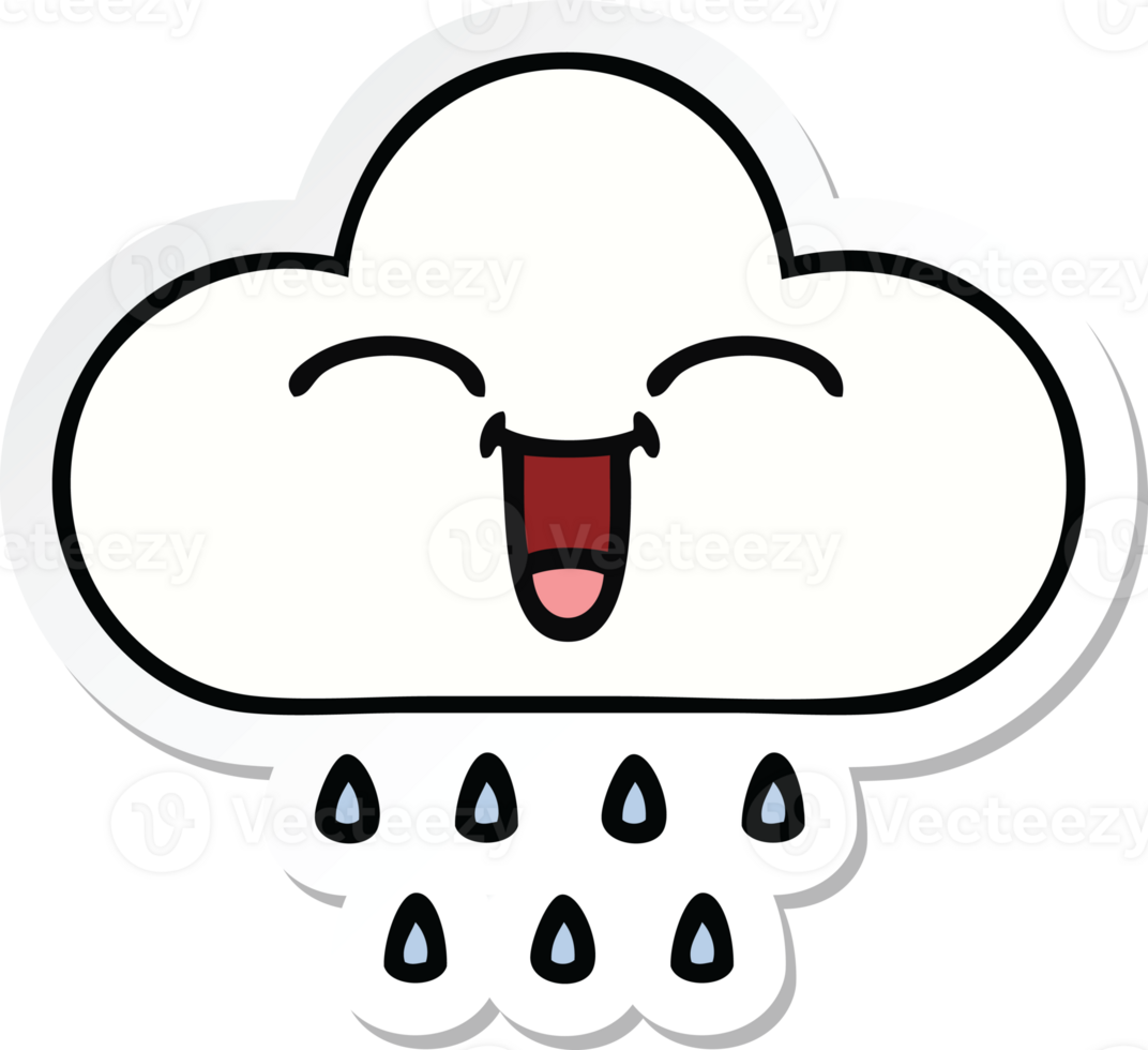 sticker of a cute cartoon rain cloud png