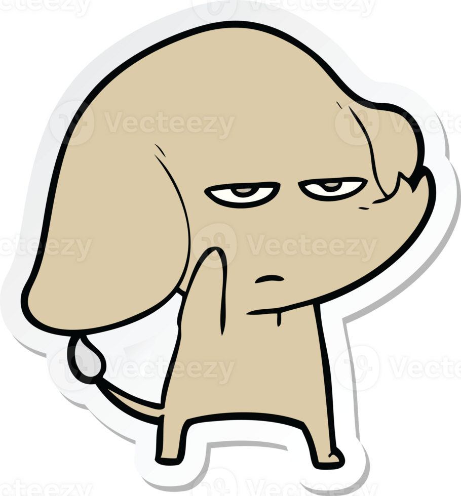 sticker of a annoyed cartoon elephant png