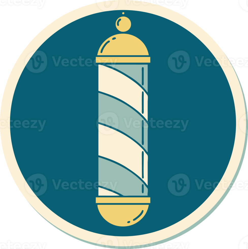 tattoo style sticker of a barbers pole png