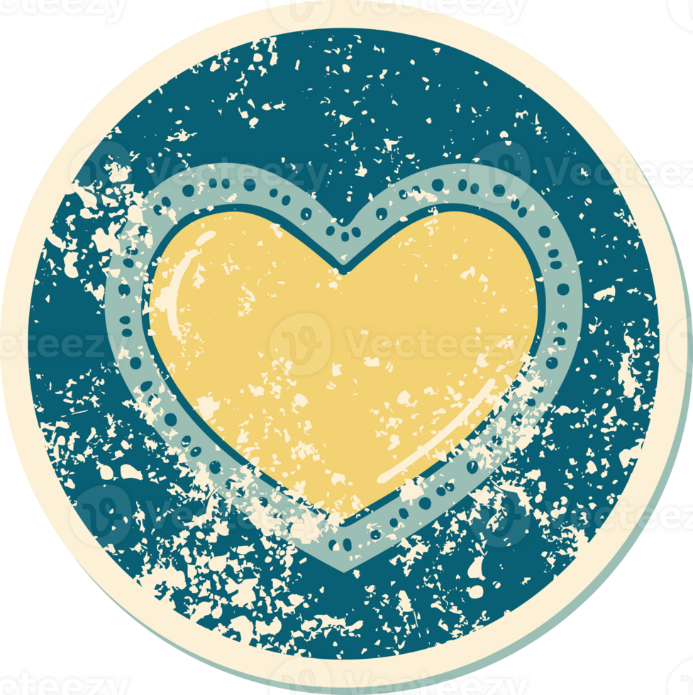 distressed sticker tattoo style icon of a heart png