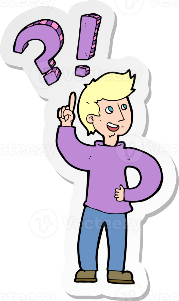 sticker of a cartoon man asking question png