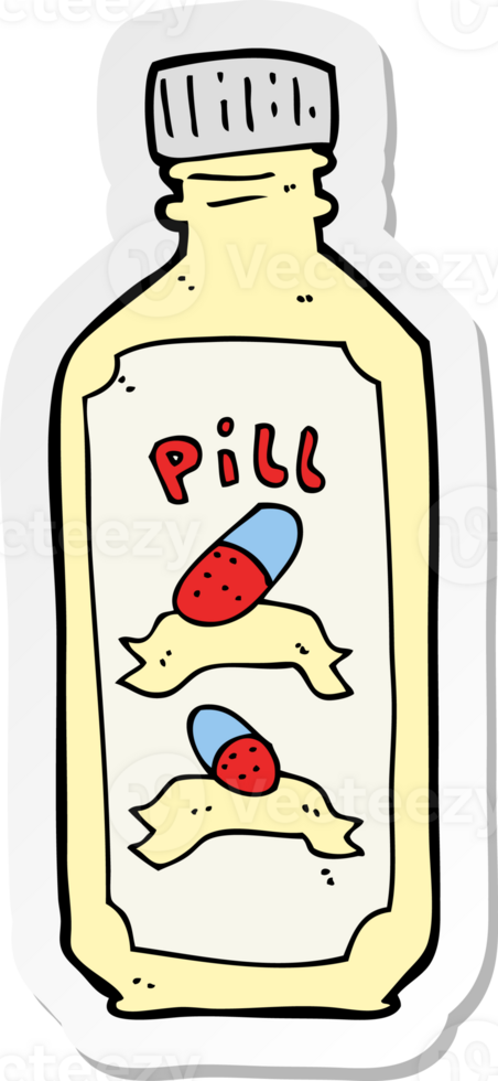 sticker of a cartoon old bottle of pills png