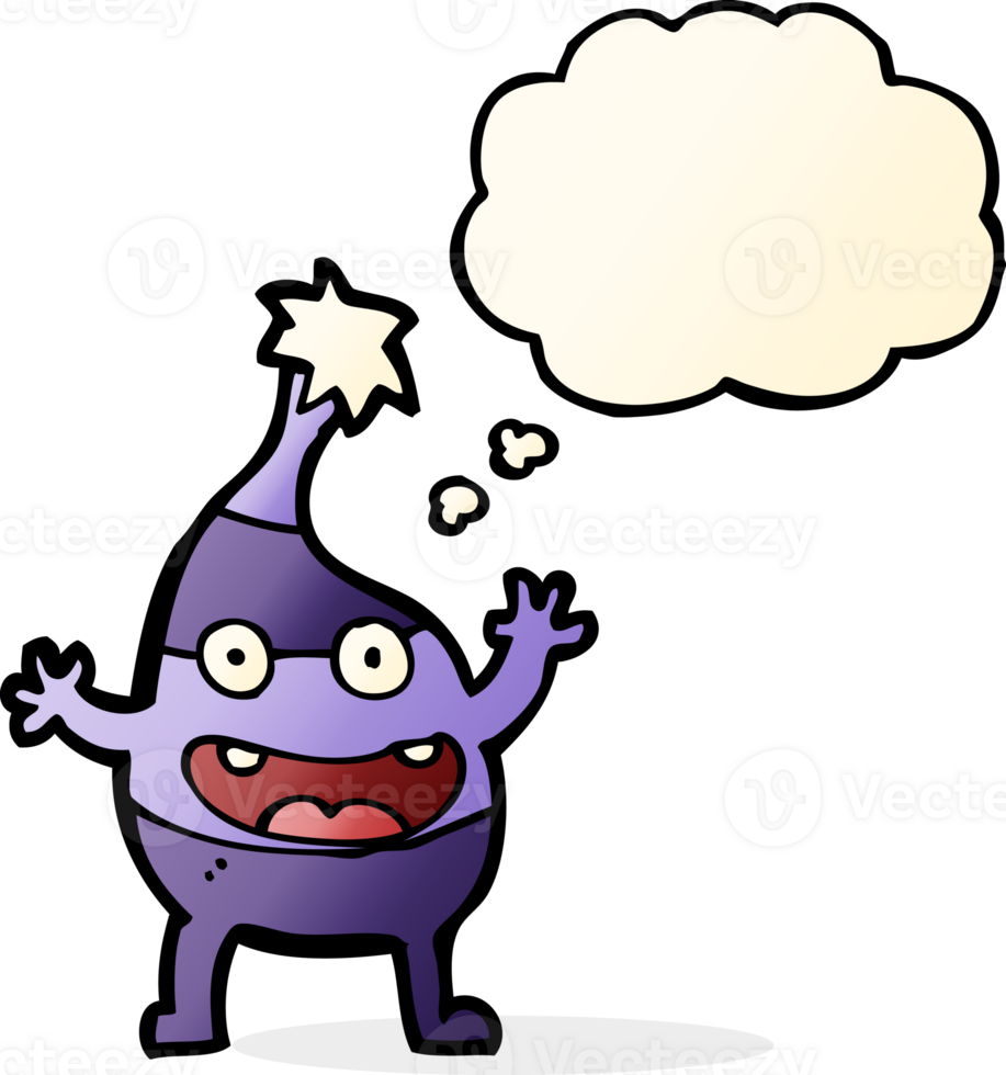 cartoon funny christmas creature with thought bubble png
