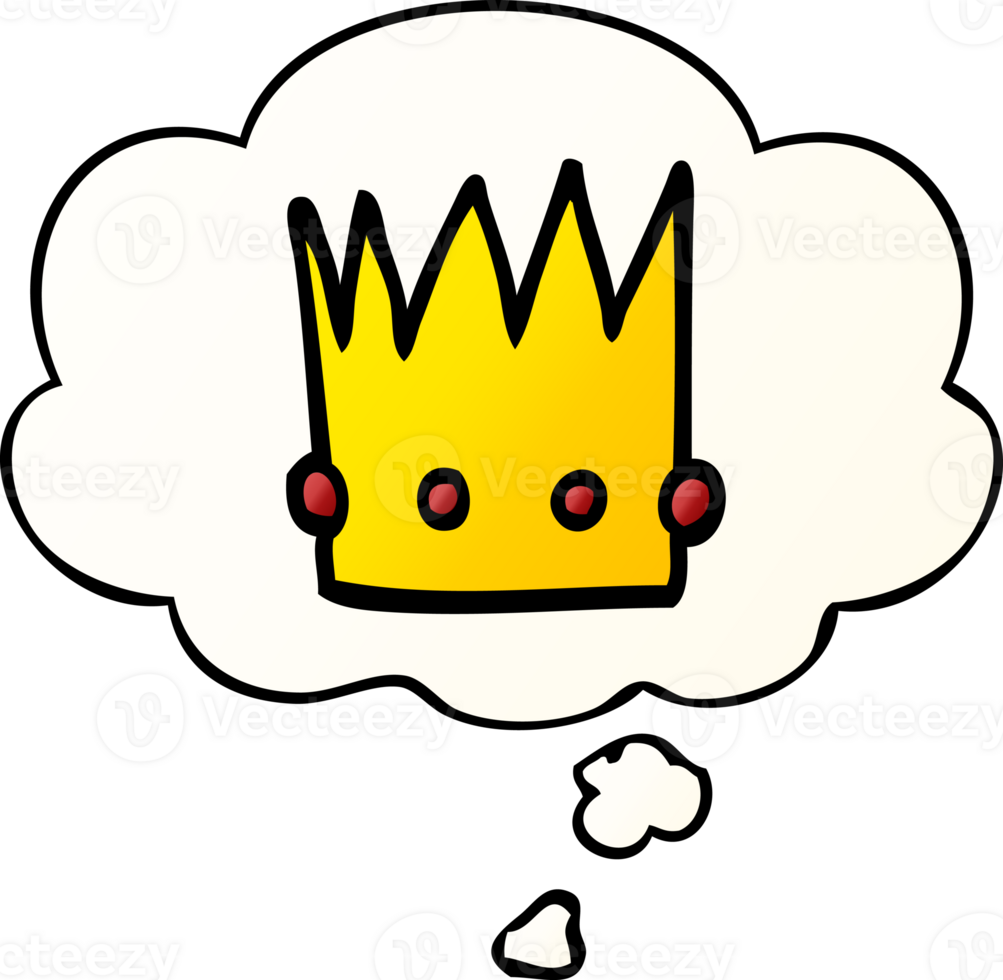 cartoon crown and thought bubble in smooth gradient style png