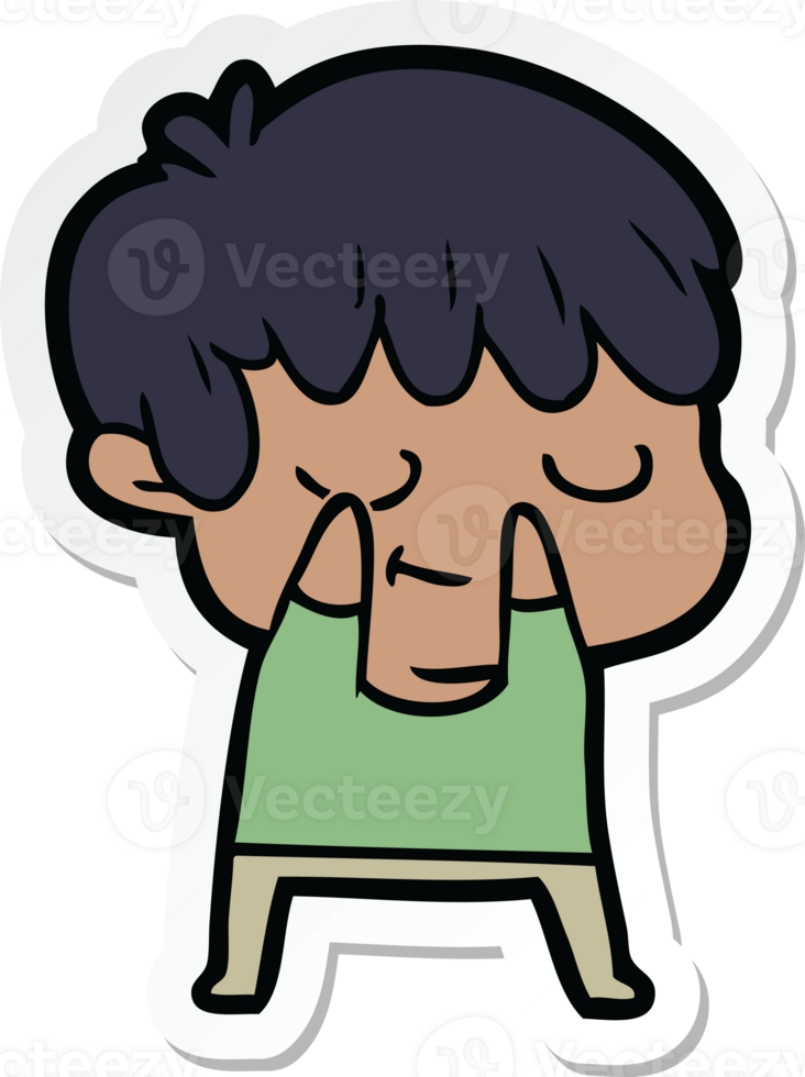 sticker of a happy cartoon boy png