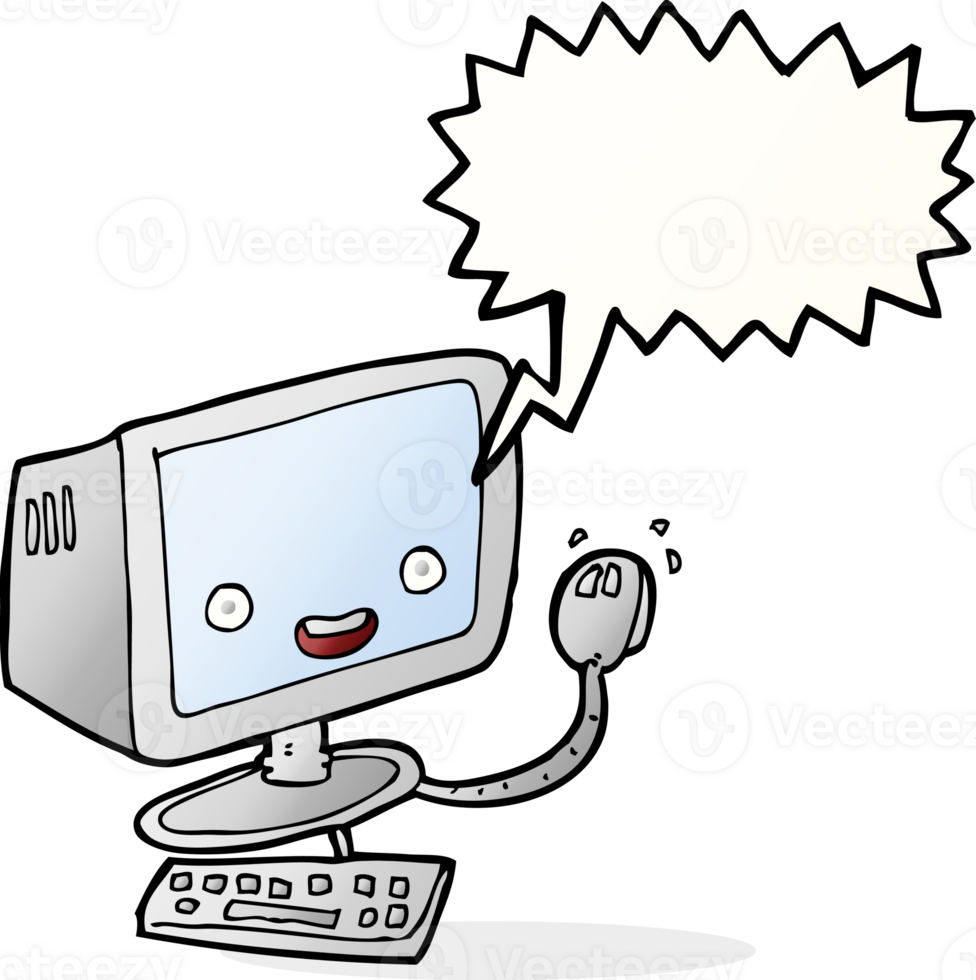 cartoon computer with speech bubble 44924068 PNG