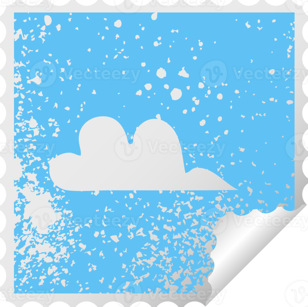 distressed square peeling sticker symbol cloud png
