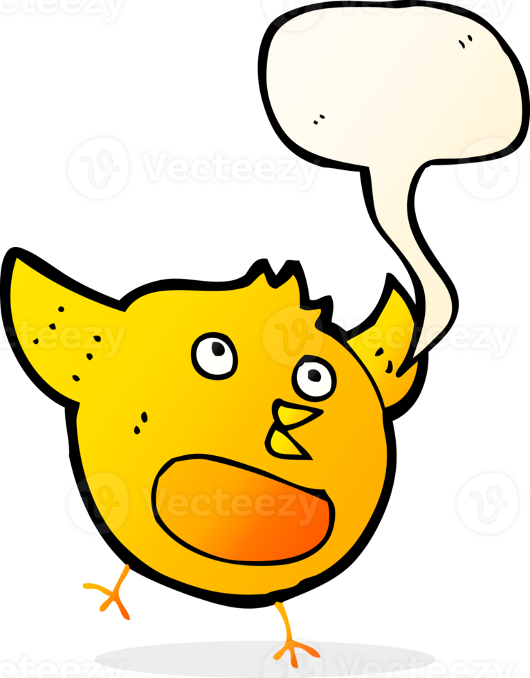 cartoon happy bird with speech bubble png