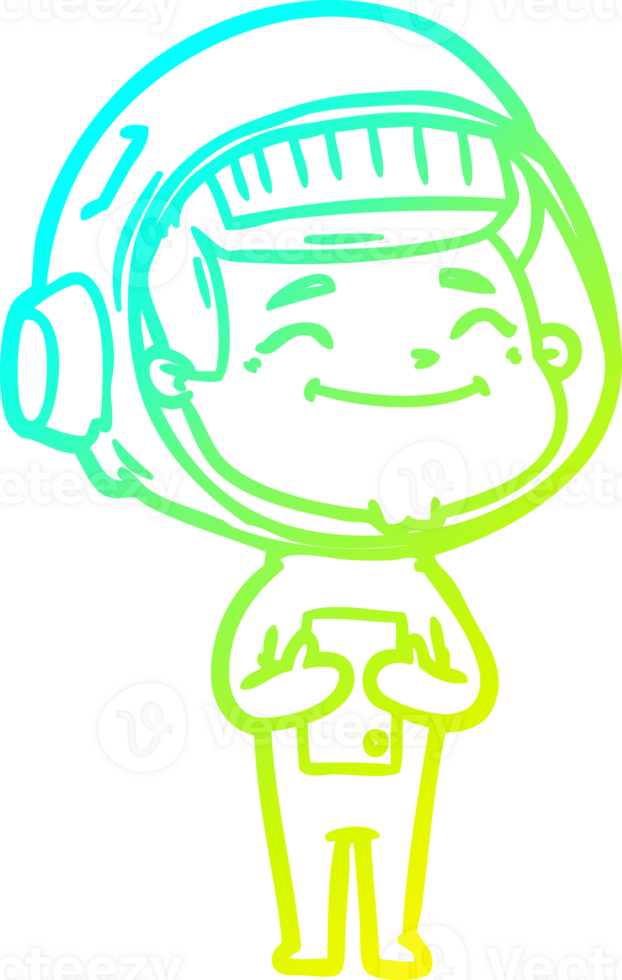 cold gradient line drawing happy cartoon astronaut png