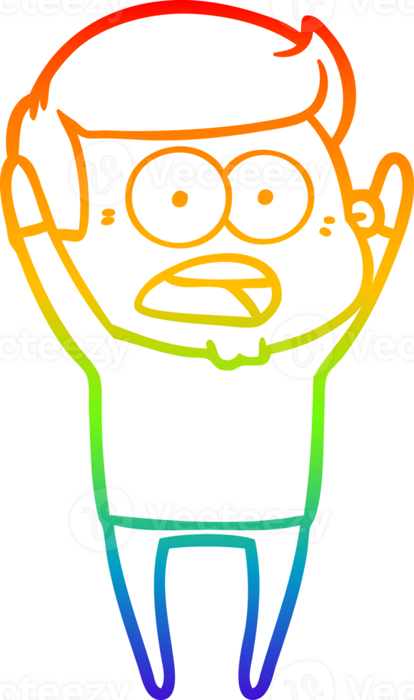 rainbow gradient line drawing cartoon shocked man png