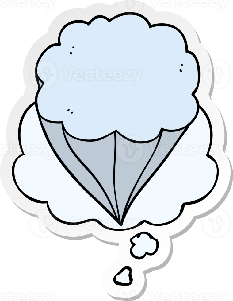 cartoon cloud symbol and thought bubble as a printed sticker png