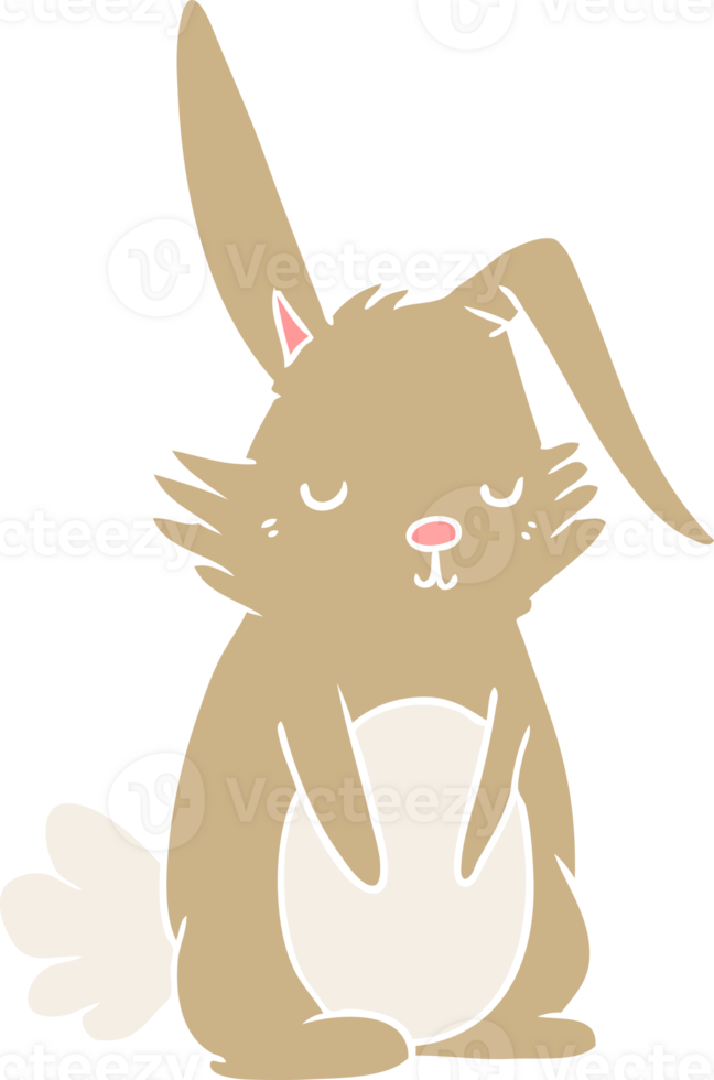 flat color style cartoon sleepy rabbit png