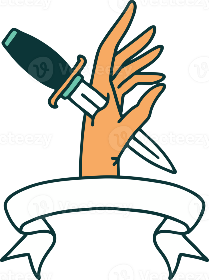 tattoo with banner of a dagger in the hand png