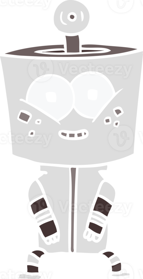 happy flat color style cartoon robot png