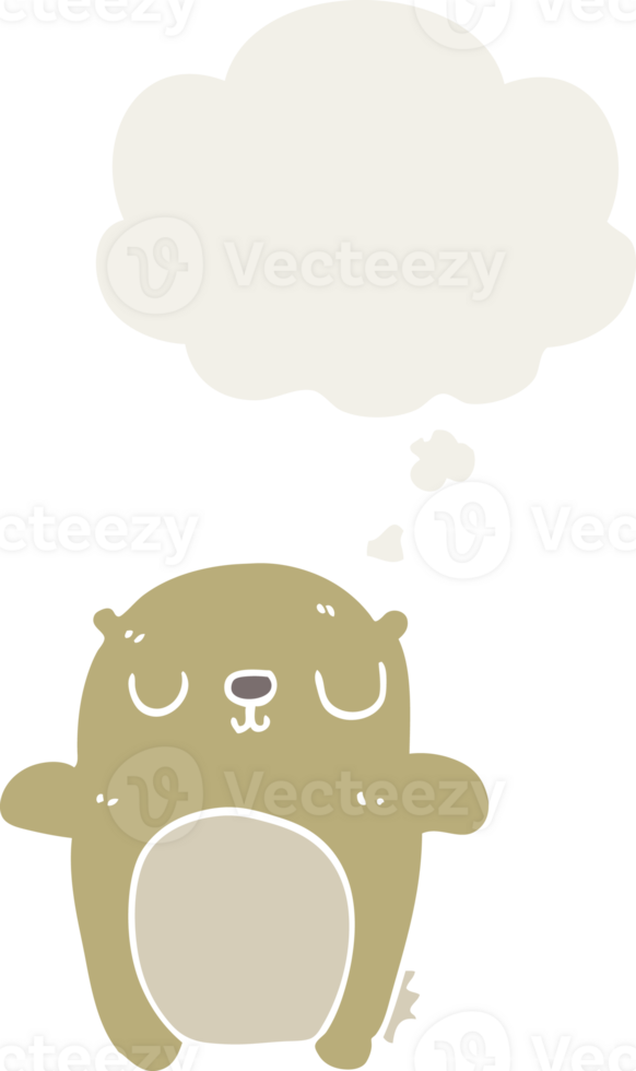 cartoon bear and thought bubble in retro style png