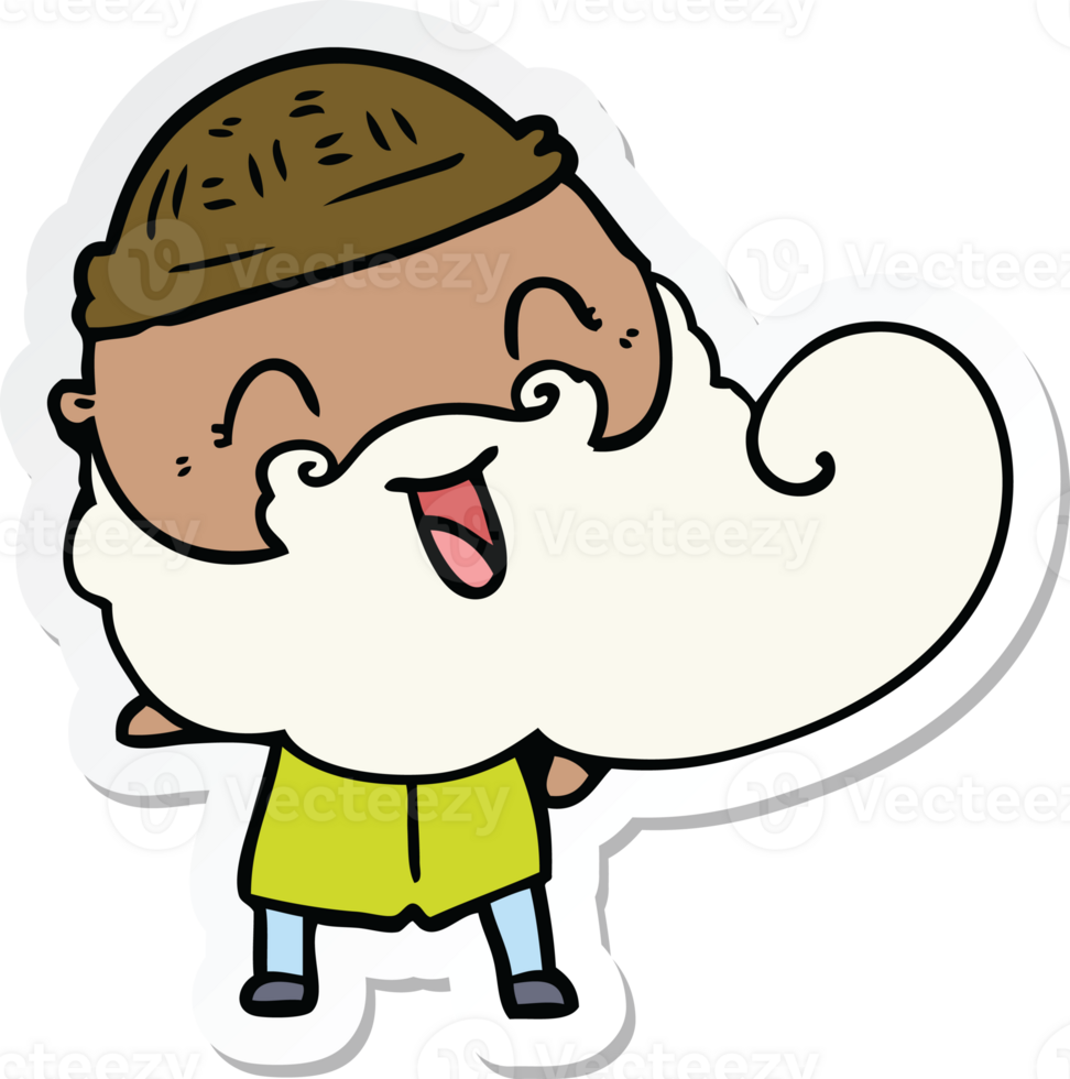sticker of a happy man with beard and winter hat png