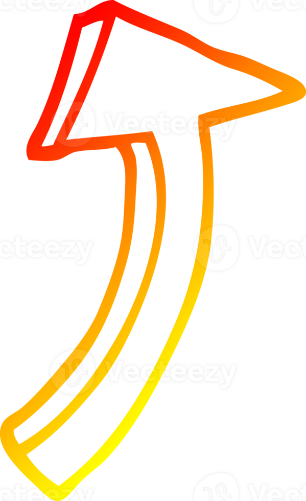 warm gradient line drawing cartoon pointing arrow png