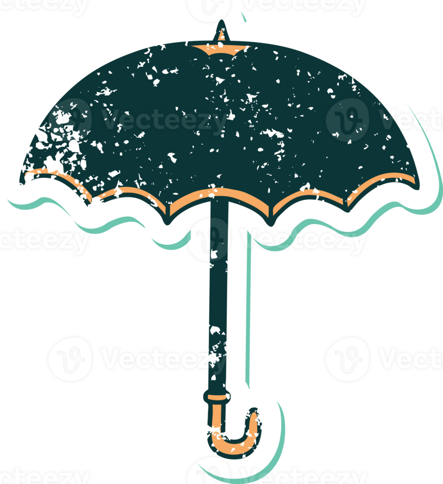 distressed sticker tattoo style icon of an umbrella png