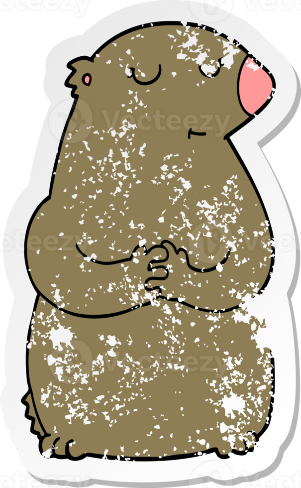 distressed sticker of a cute cartoon bear png