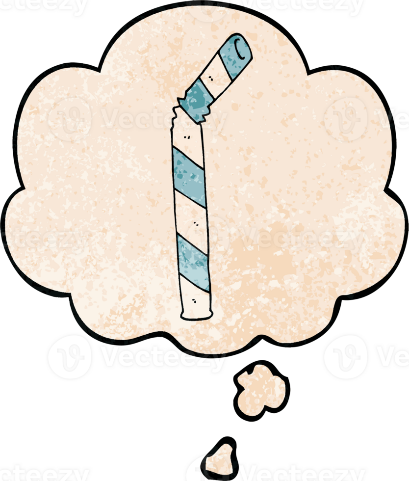 cartoon straw and thought bubble in grunge texture pattern style png