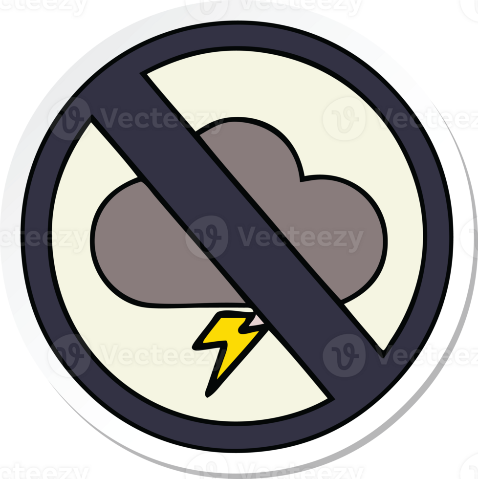 sticker of a cute cartoon weather warning sign png