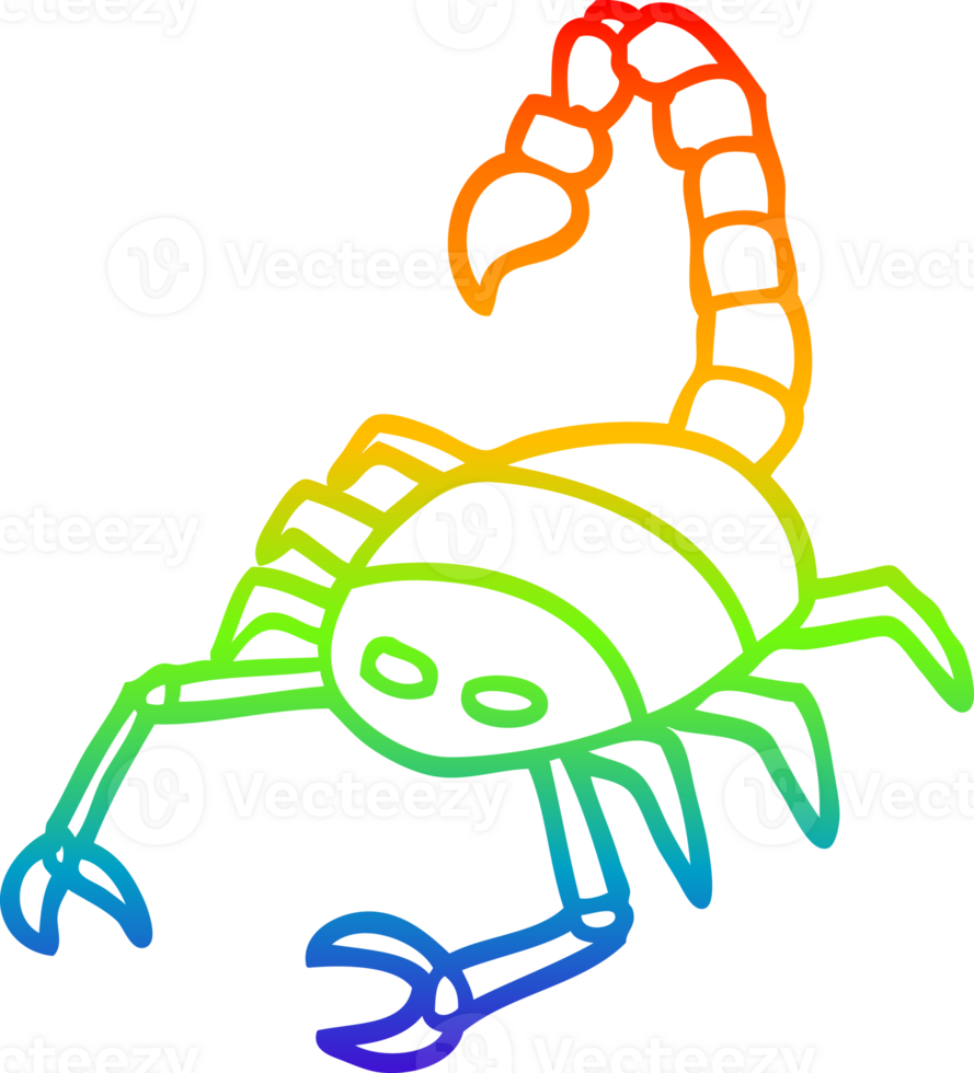rainbow gradient line drawing cartoon scorpion png