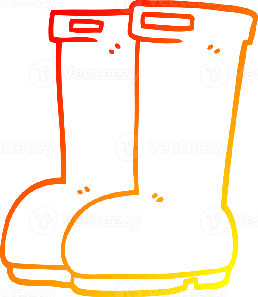 stivali di gomma rossi del fumetto di disegno a linea a gradiente caldo png