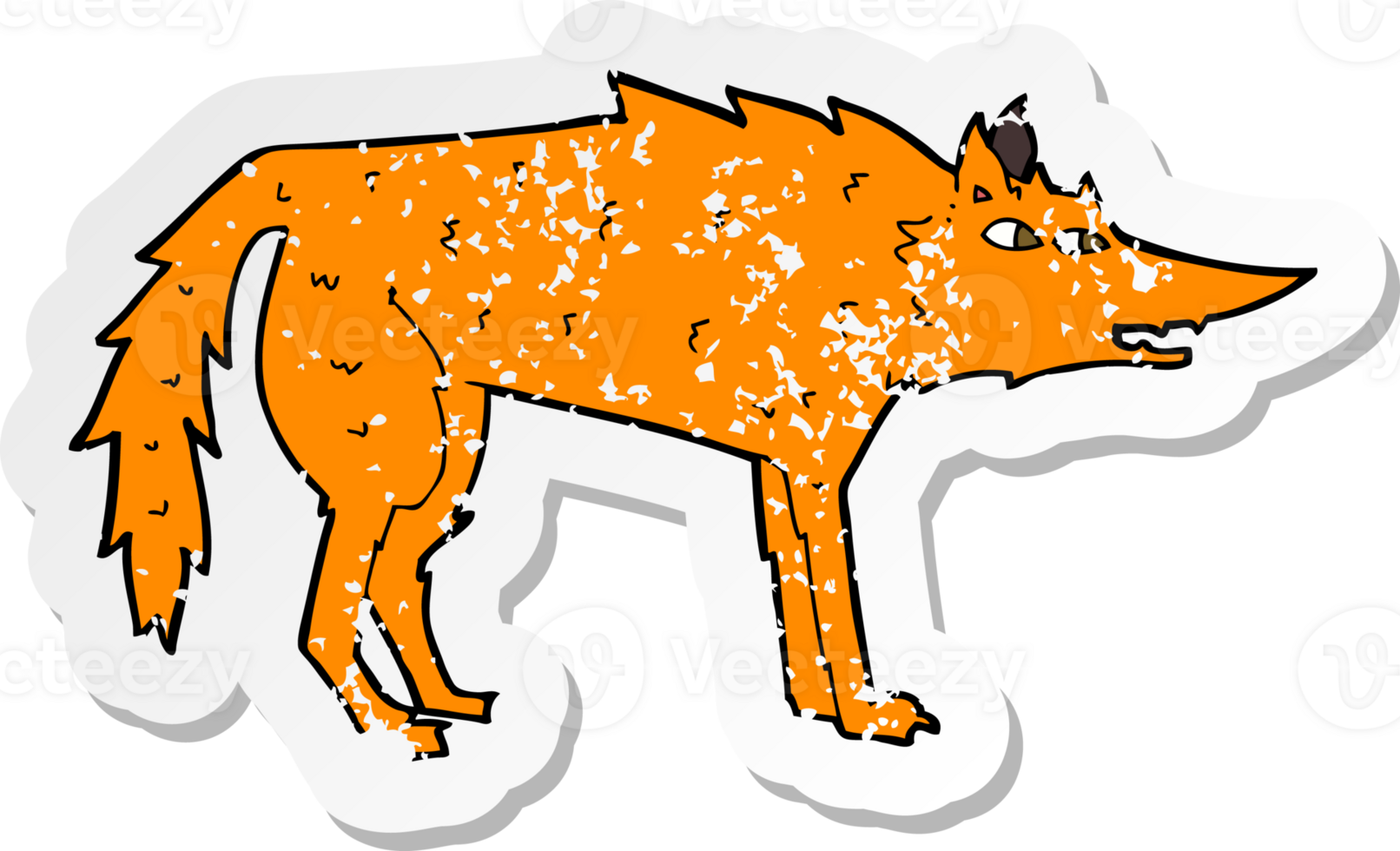 retro distressed sticker of a cartoon fox png