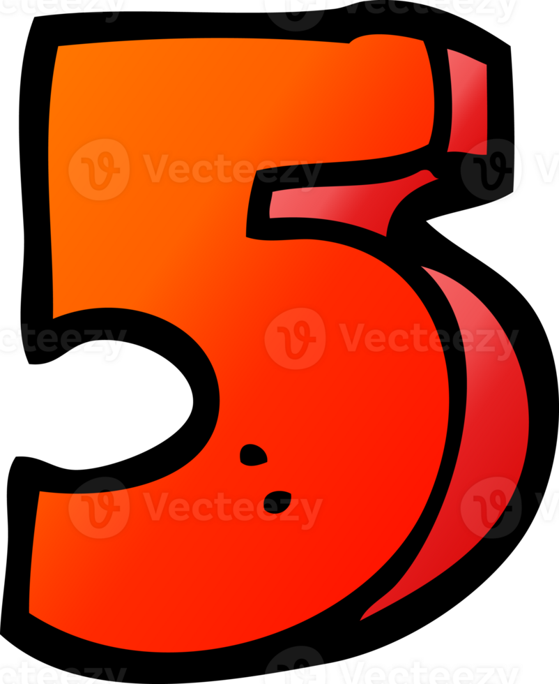 png gradient illustration cartoon number five