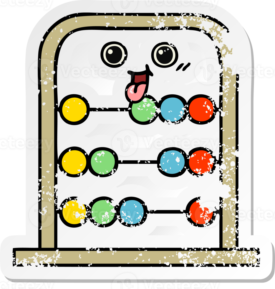 distressed sticker of a cute cartoon abacus png