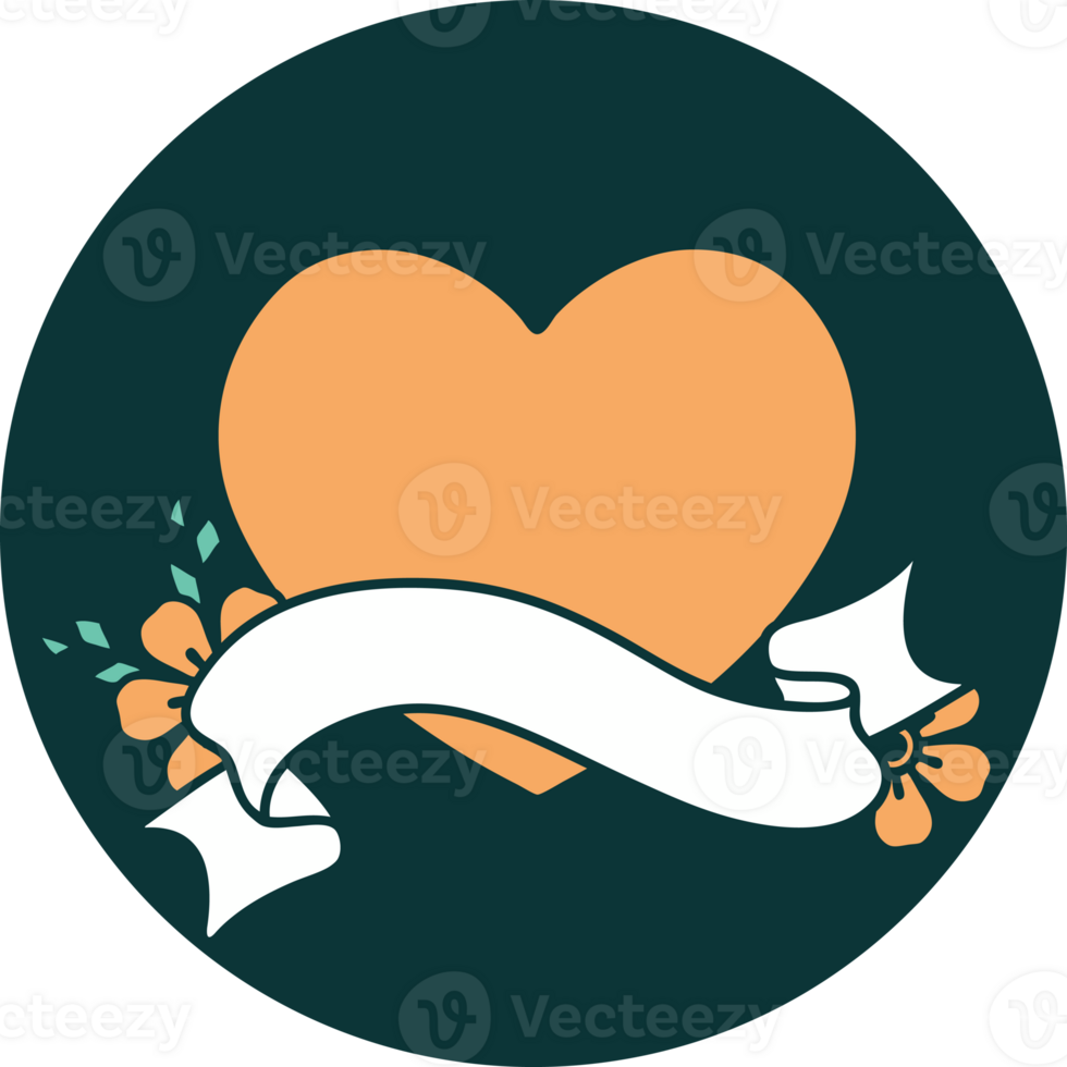 icon with banner of a heart png