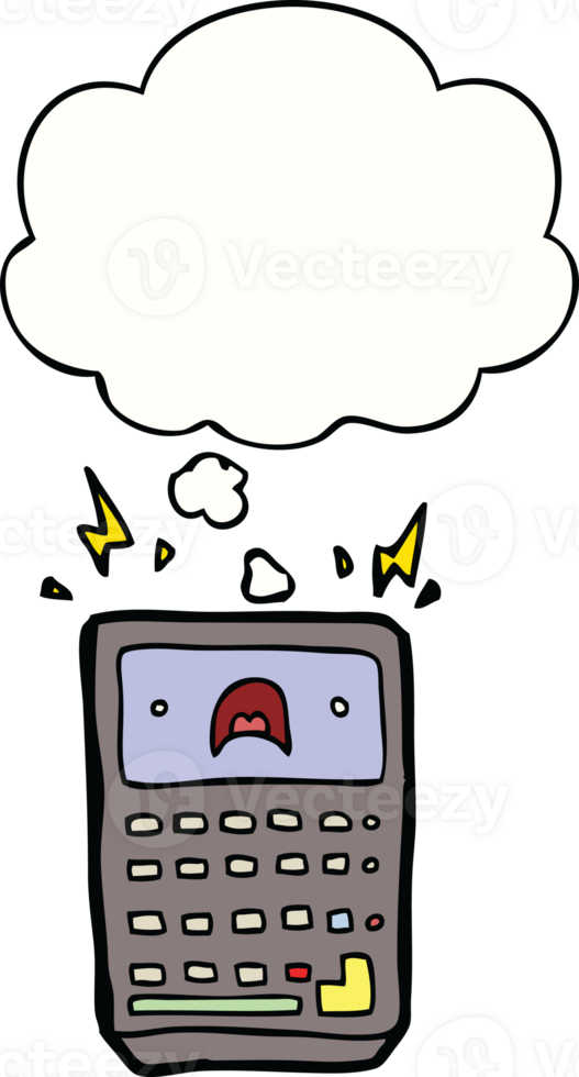 cartoon calculator and thought bubble png