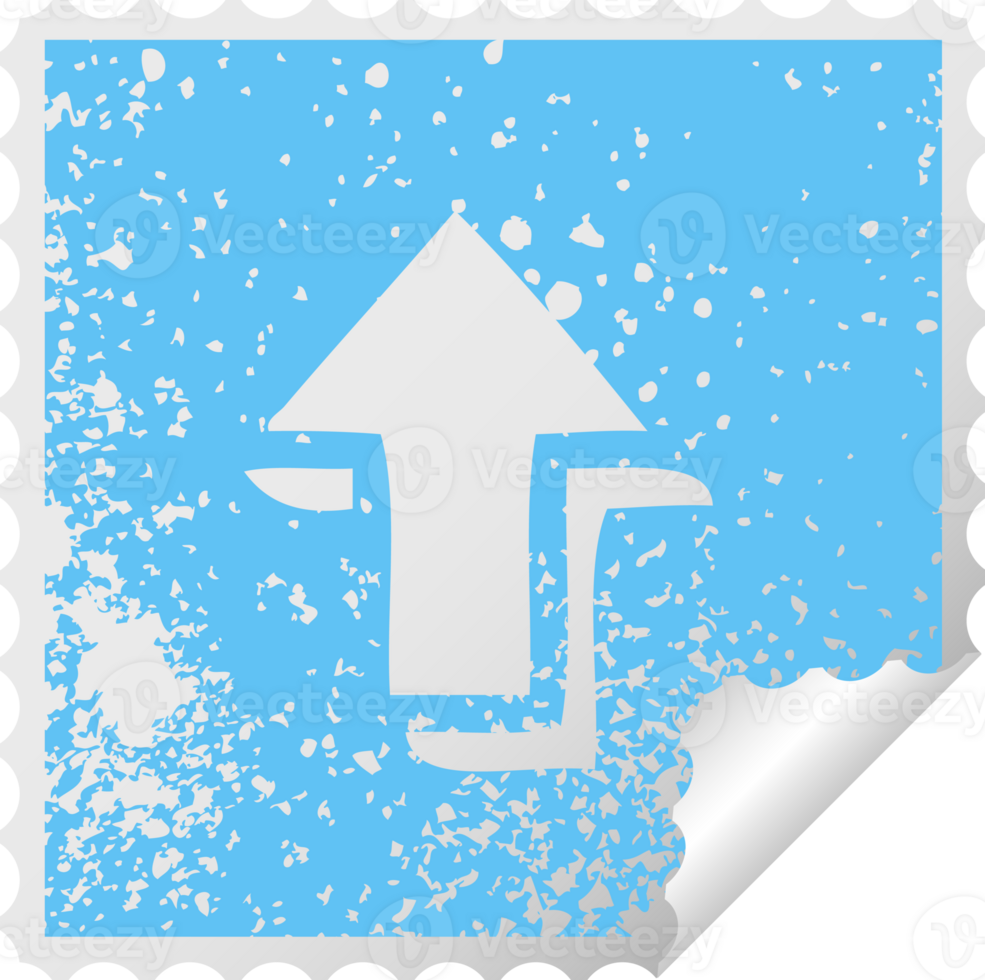 distressed square peeling sticker symbol pointing arrow png