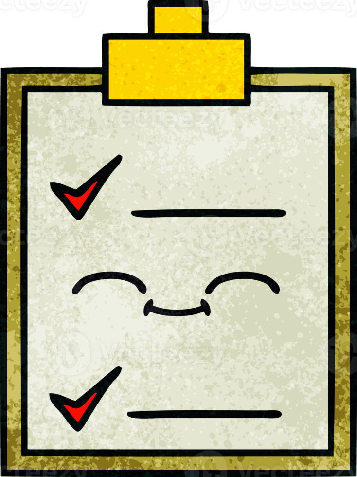 retro grunge texture cartoon check list png