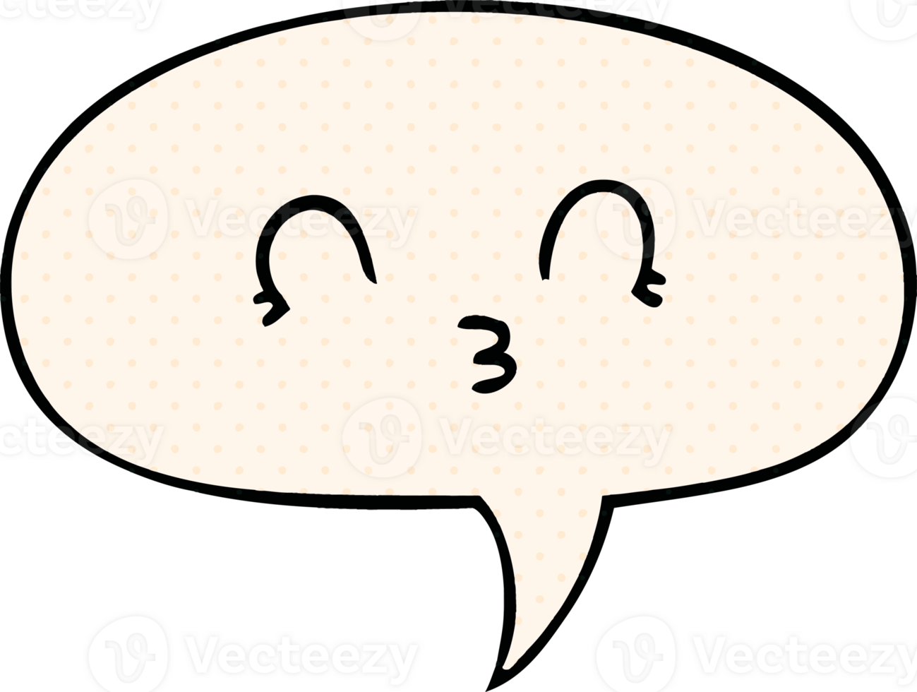 happy cartoon face and speech bubble in comic book style png