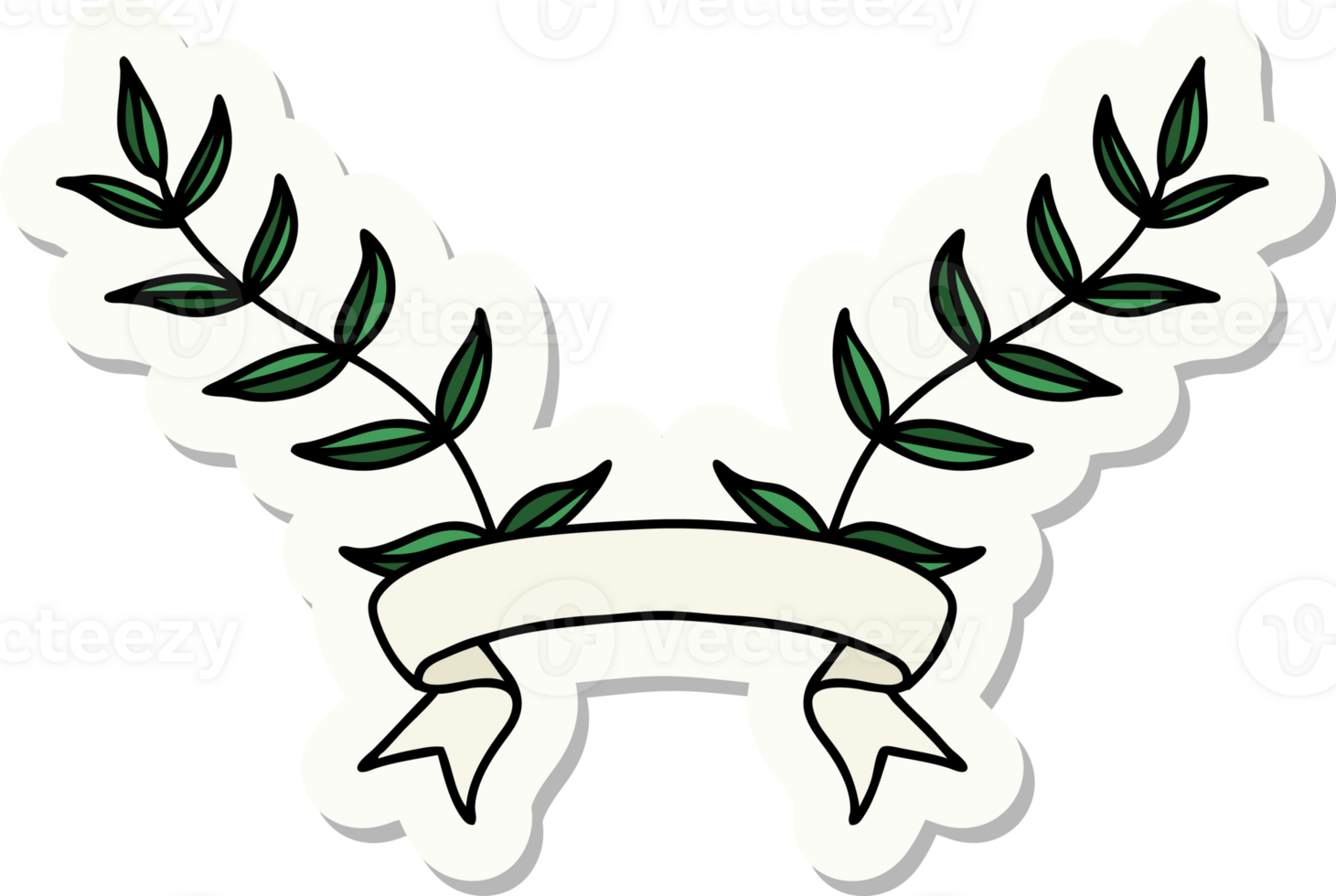 tattoo sticker with banner of leaves png