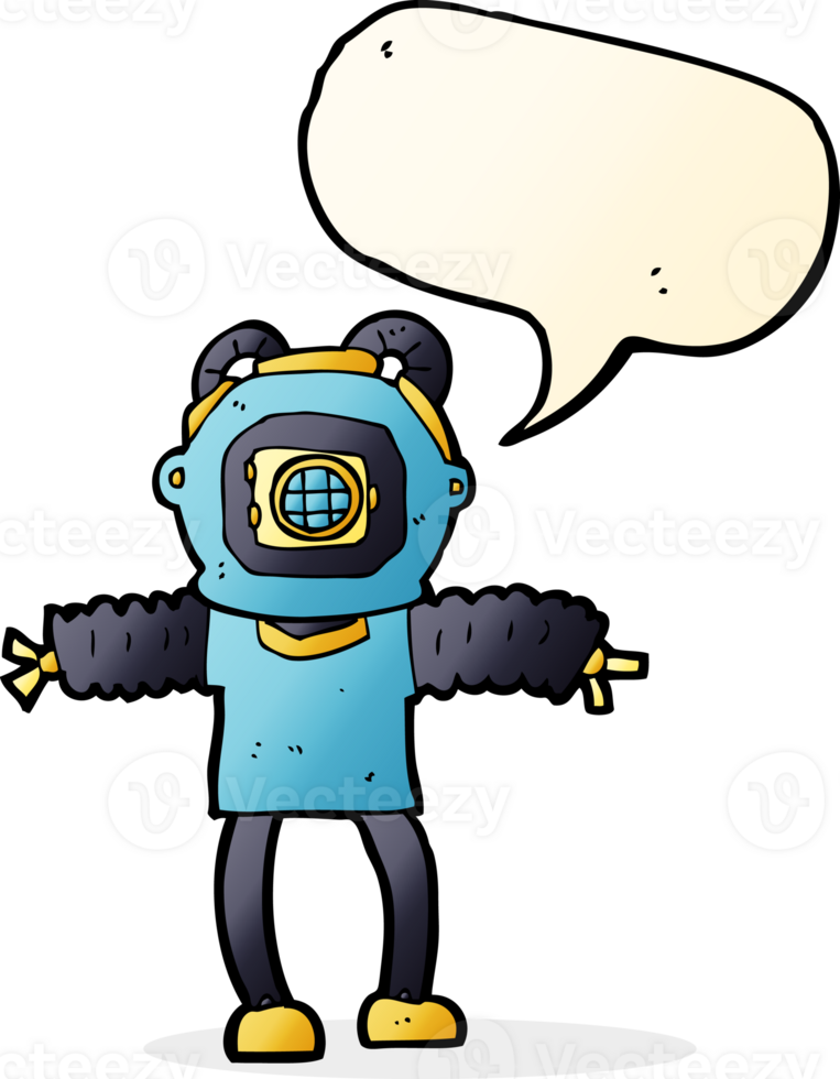 cartoon deep sea diver with speech bubble png